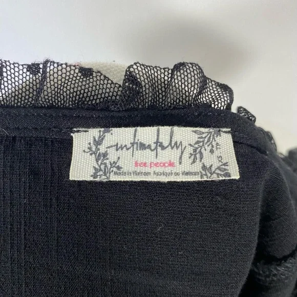 Free People black cami with mesh trim size xs grunge fairy whimsigoth - Picture 6 of 7